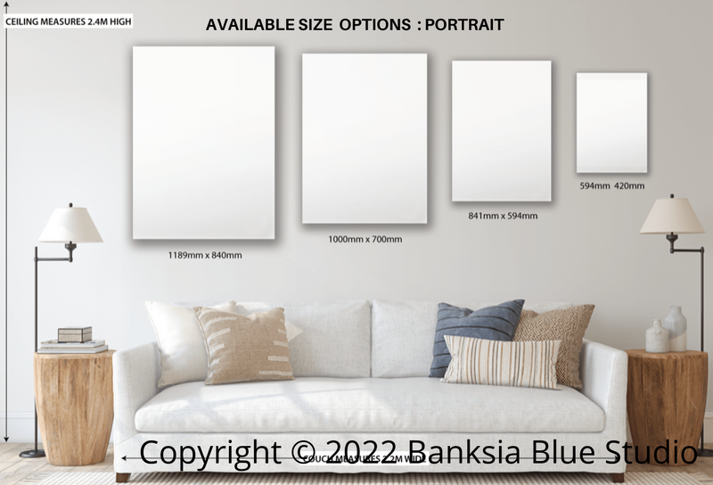 Banksia Blue Studio " Mirambeena"| Framed Canvas Print Australian Banksia Print 1-Portrait