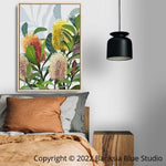 Banksia Blue Studio " Saltbush"| Australian Banksia Timber Framed Canvas Print - Portrait