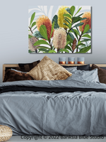 Banksia Blue Studio " Saltbush"| Framed Canvas Print Australian coastal Banksia - Landscape