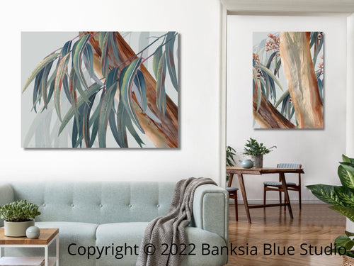 Banksia Blue Studio Stretched Canvas Set Of 2 "Boroondara 2" Landscape and "Boroondara 3" Portrait