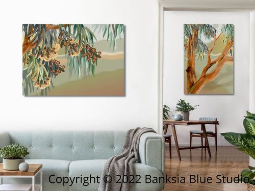 Banksia Blue Studio Stretched Canvas Set Of 2  "Yallaroo" Landscape & "Tanderra" Portrait