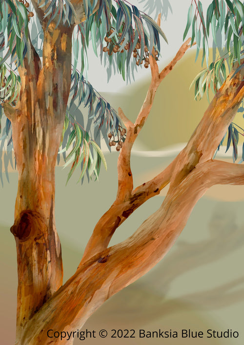 Banksia Blue Studio "Tanderra"|Australian Eucalyptus Tree Unframed Wall Art Print-Portrait