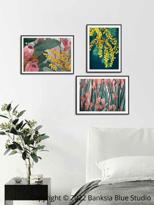Banksia Blue Studio The Australian Rain Forest Gallery Set of 3 |A4 Gallery Art Collection Series