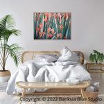 Banksia Blue Studio "Wild of heart"| Australian Kangaroo Paw Pink Timber Framed Canvas Print - Landscape