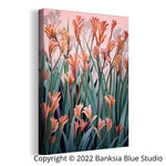 Banksia Blue Studio "Wild of heart"| Framed Canvas Print Australian Kangaroo Paw Pink-Portrait