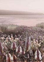Banksia Blue Studio Wildflowers "| Framed Canvas Print Australian Mulla Mulla Print-Portrait