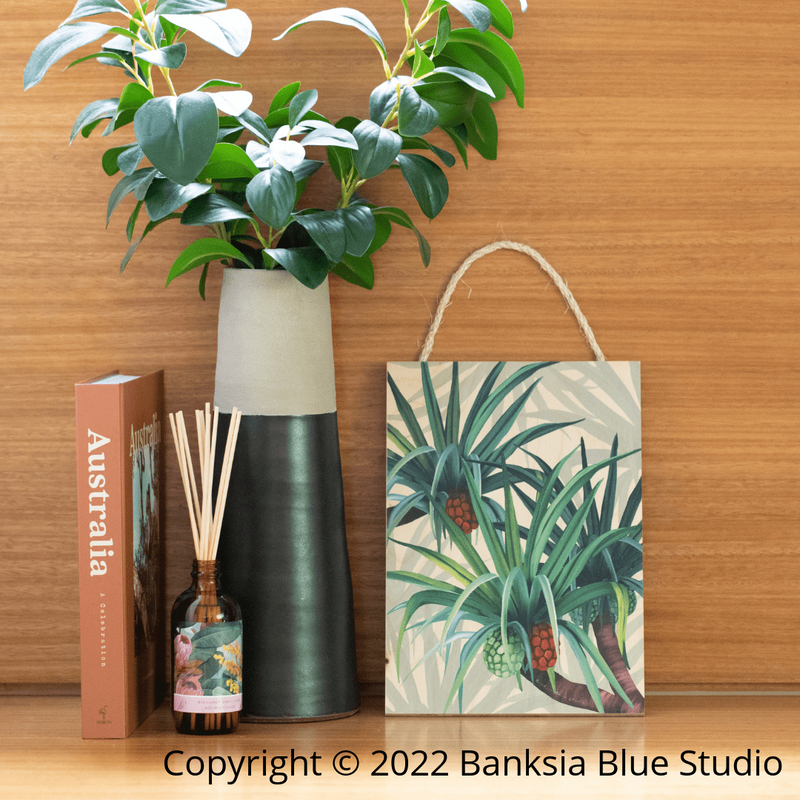 Banksia Blue Studio Wood Wall Hanging - Pandanus