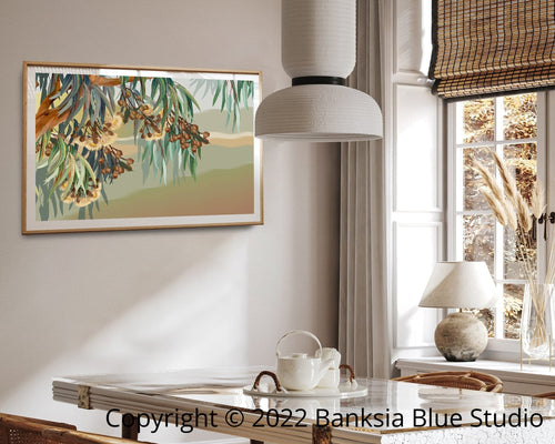 Banksia Blue Studio "Yallaroo" |Australian Lemon Gum Eucalyptus Framed Wall Print Natural-Landscape