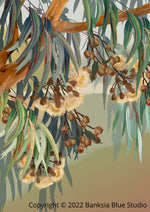 Banksia Blue Studio " Yallaroo "|Australian Lemon Scented Eucalyptus Framed Wall Print Black-Portrait