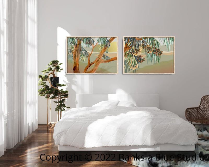 Banksia Blue Studio " Yallaroo"| Australian Lemon Scented Eucalyptus Timber Framed Canvas Print-Landscape